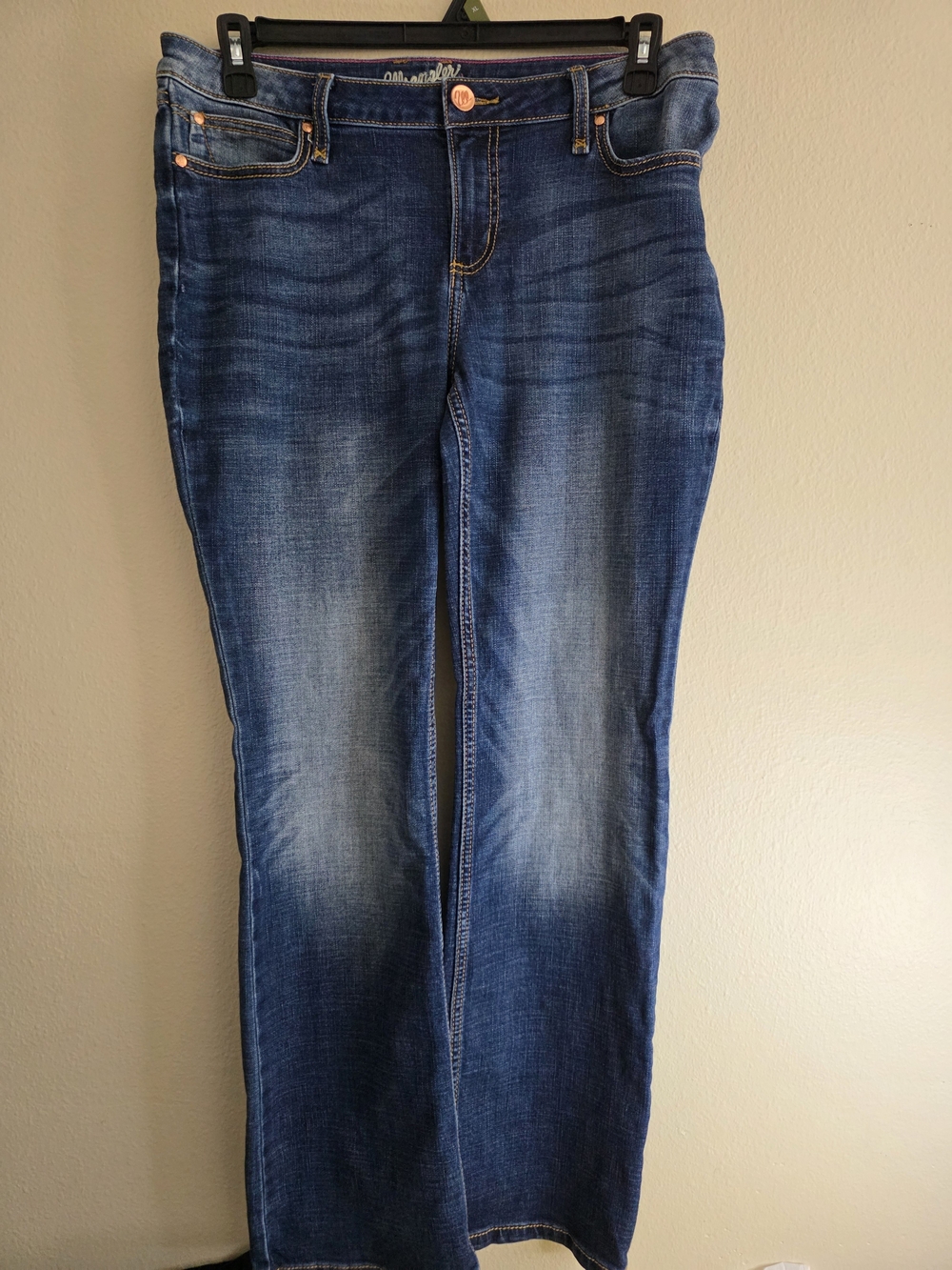 Wrangler Dark Blue Bootcut Jeans with Pink Accent
